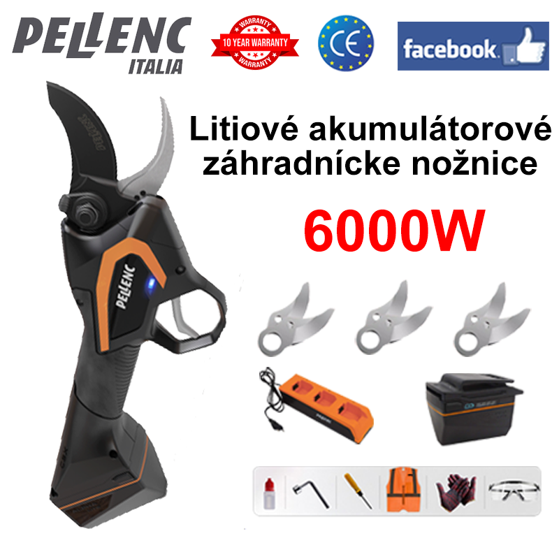 LED displej výkonu (16 hodín výdrže batérie) lítiová batéria záhradné nožnice 6000W bezuhlíkový motor + batéria * 1 + nabíjačka + čepeľ zo zliatiny SK9 * 3 + mazivo + okuliare